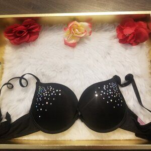 Native Intimates Black Bra with Sequin Accents